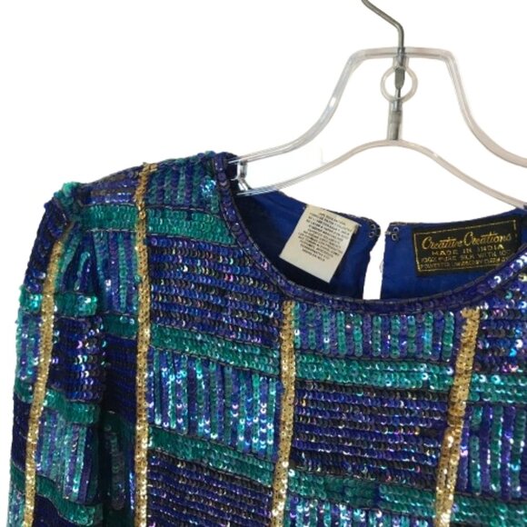 Creative Creations Womens Size Medium Vintage Full Sequin Blouse Top - Picture 2 of 4